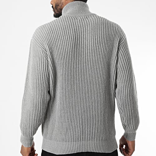 Pull Col Zippé Gris