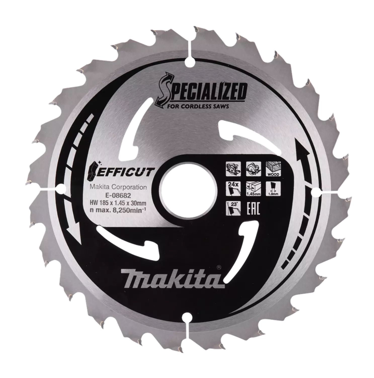 Makita E-08682 Cirkelzaagblad - Efficut - 185x30x24T - Hout