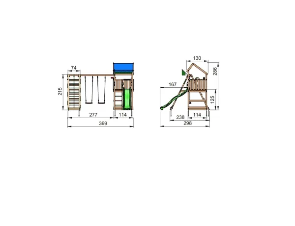 Jungle Gym Home legetårn komplet inkl. climb module xtra og rutschebane (804-315NCX)