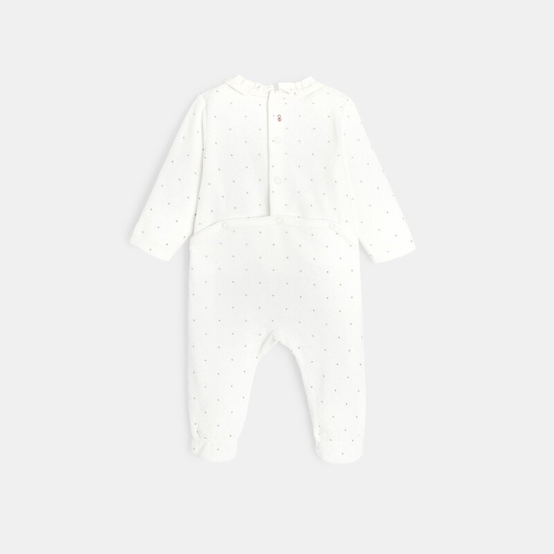 Dors-bien velours brodé 3D blanc bébé fille Blanc