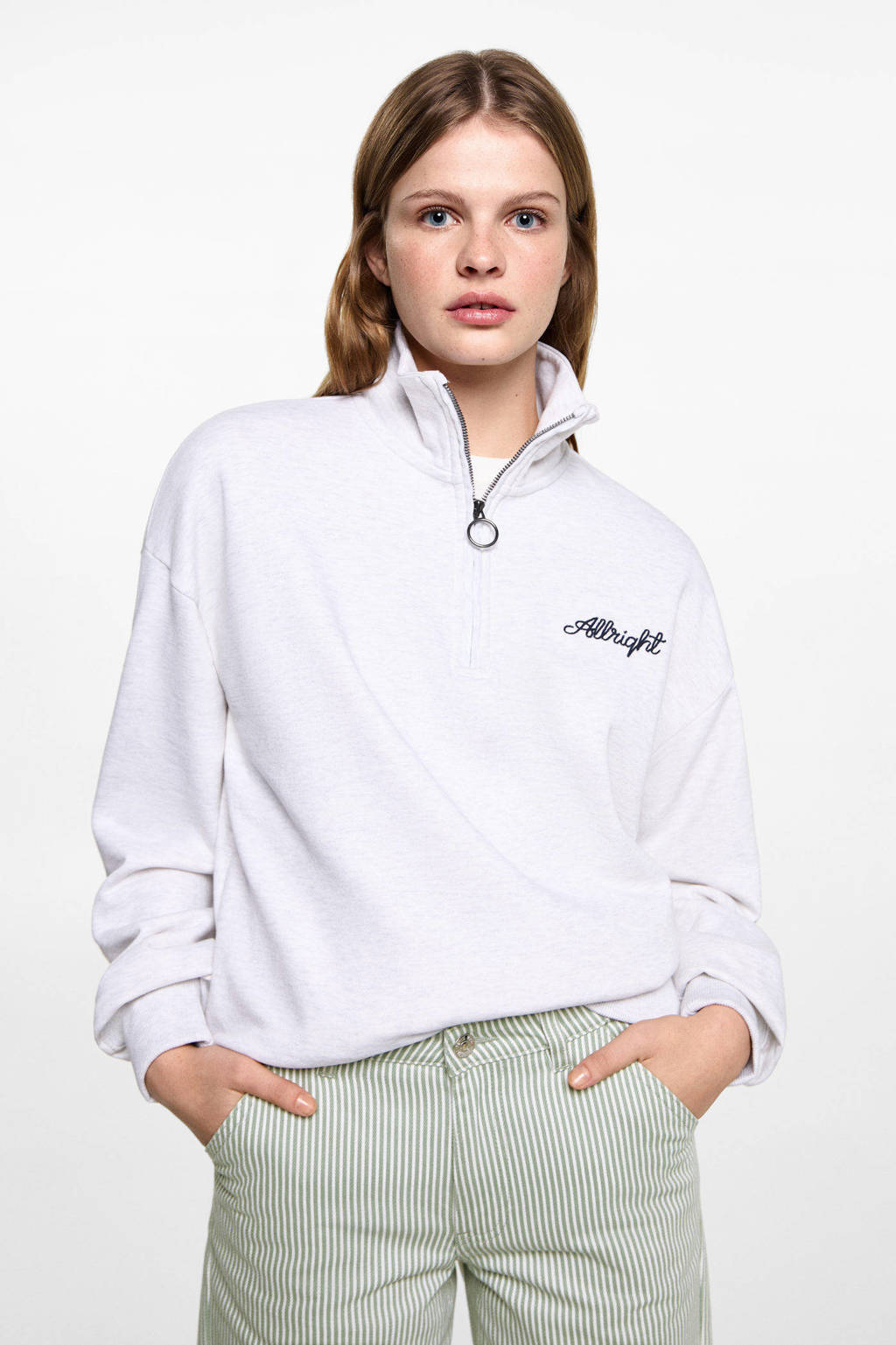 MANGO TEEN straight casual broek groen
