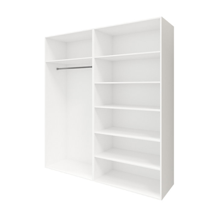 Armoire penderie portes coulissantes blanche et anthracite brillant GoodHome Atomia H. 225 x L. 200 x P. 63,5 cm