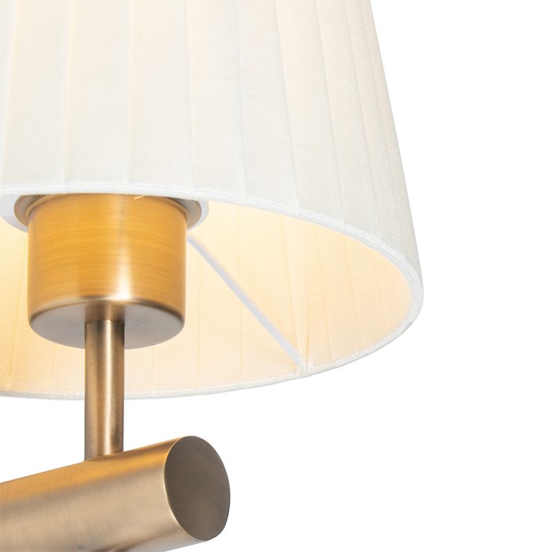 Moderne wandlamp brons met witte kap - Pluk
