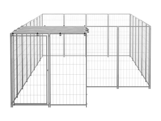 Chenil extérieur cage enclos argenté 440 x 220 x 110 cm 02_0000303
