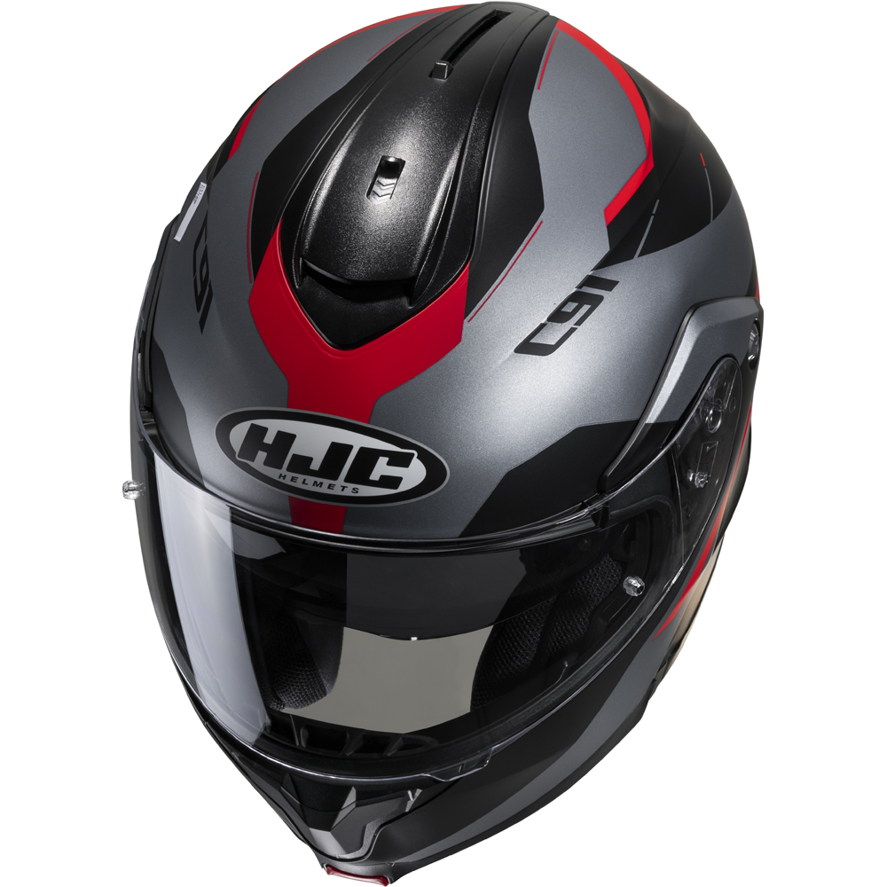 HJC - Casque C91 Karan MC1SF / Argent / Noir / Rouge / Mat