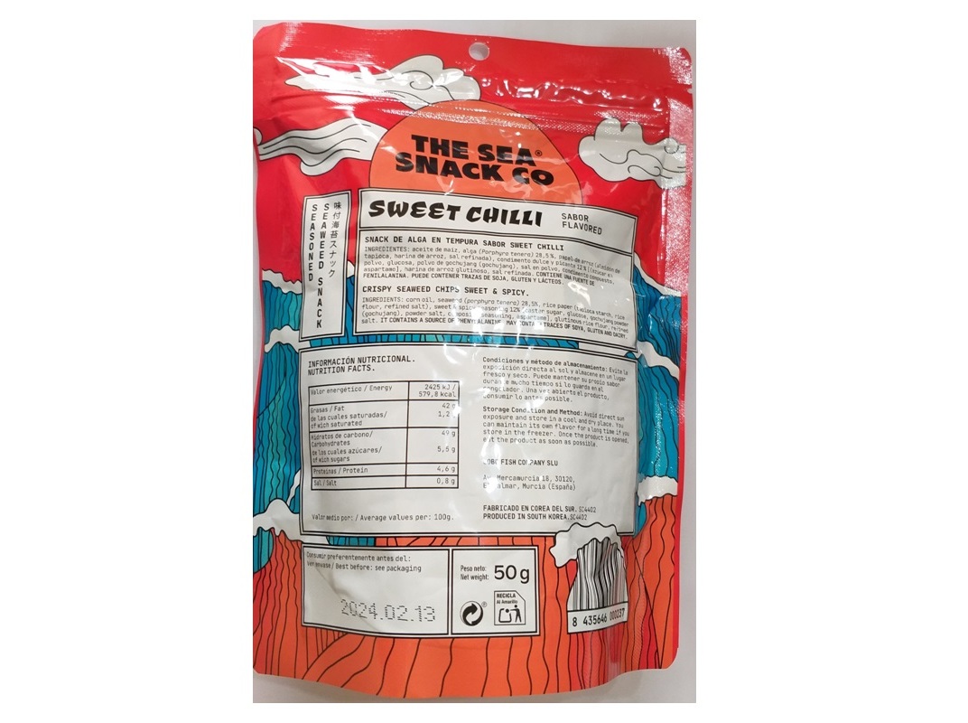 SNACK ALGA THE SEA SNACK CO DOCE E PICANTE 50G