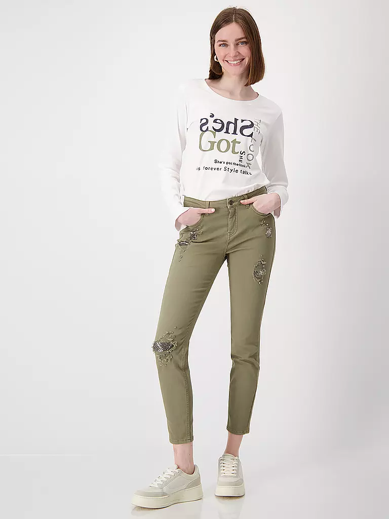 MONARI Jeans Slim Fit 7/8 olive