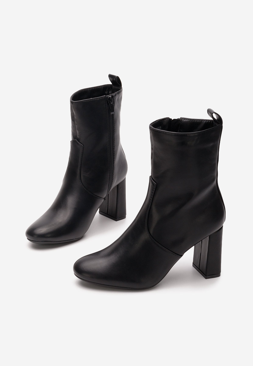 Bottines à gros talon noires Belleza