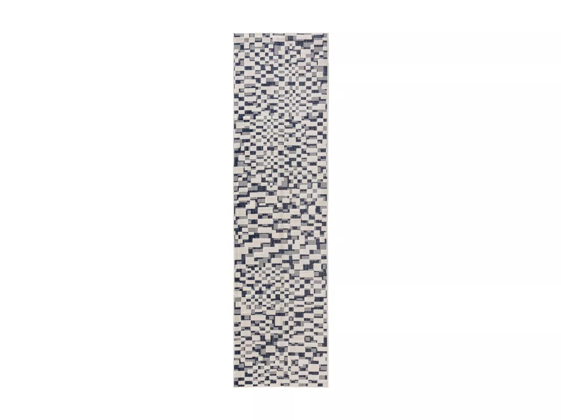Tapis d'extérieur & intérieur Kaleo Bleu/Blanc 80x300 cm