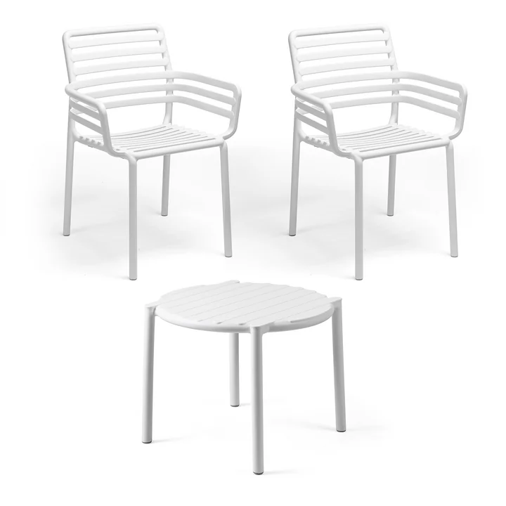 Nardi - Doga Armlehnstuhl (2x)   Doga Beistelltisch, Ø 50 cm, weiss