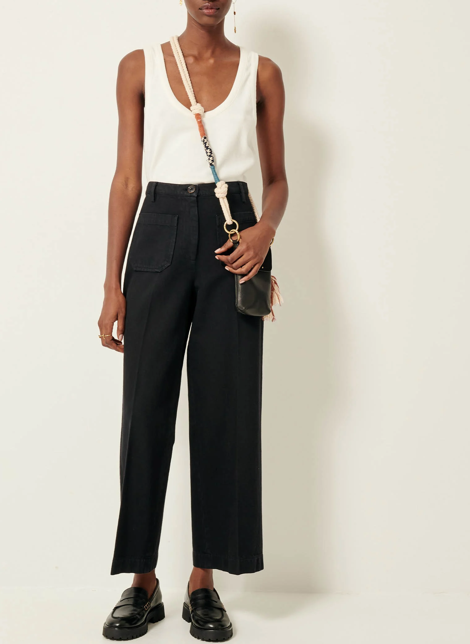 ALDRICKS - Jean droit taille haute en coton | Noir