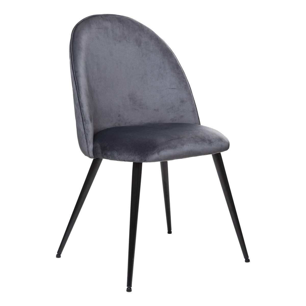 CHAISE PIED NOIR VELOURS SLANO GRIS