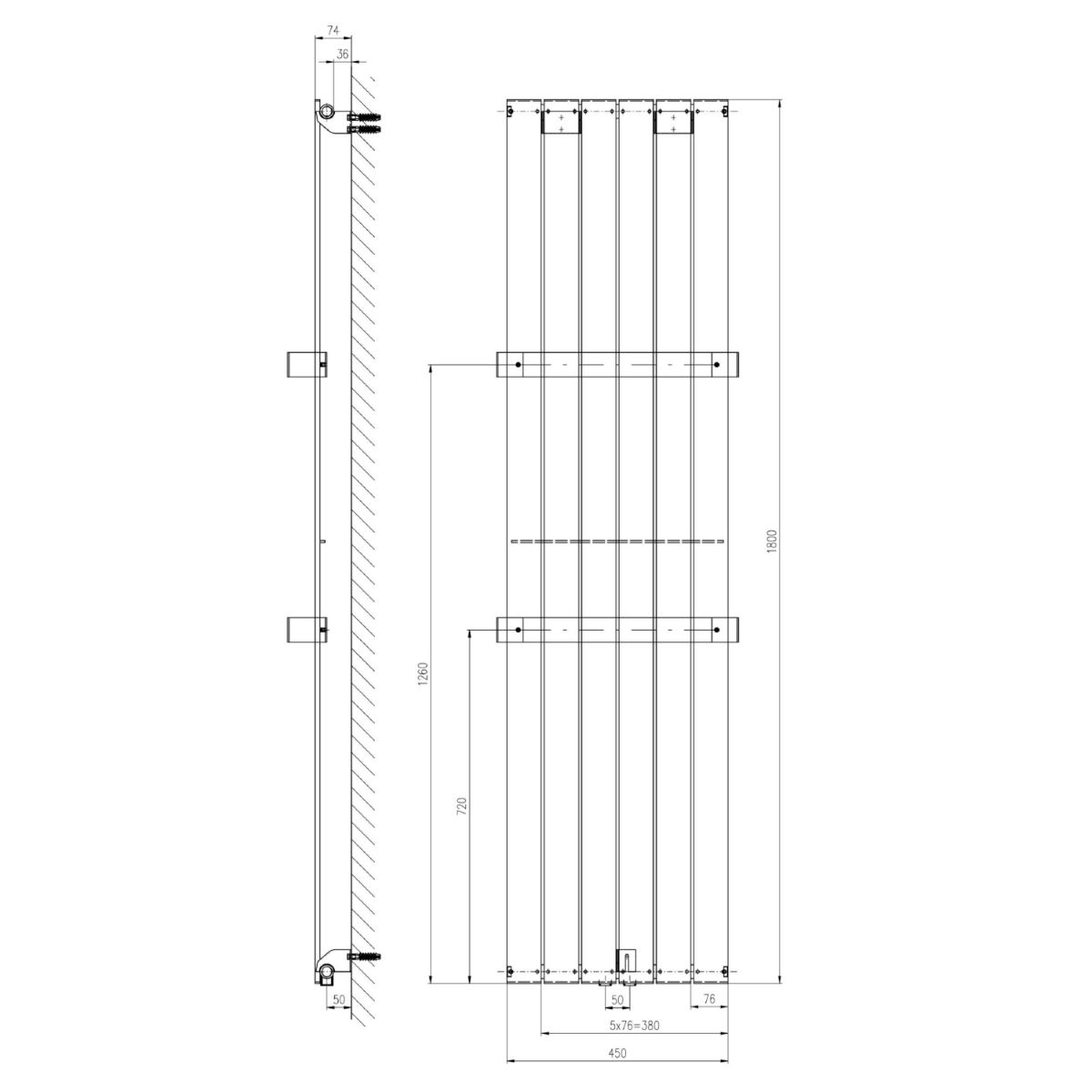 Sapho Colonna badkamer radiator sandstone 45x180cm