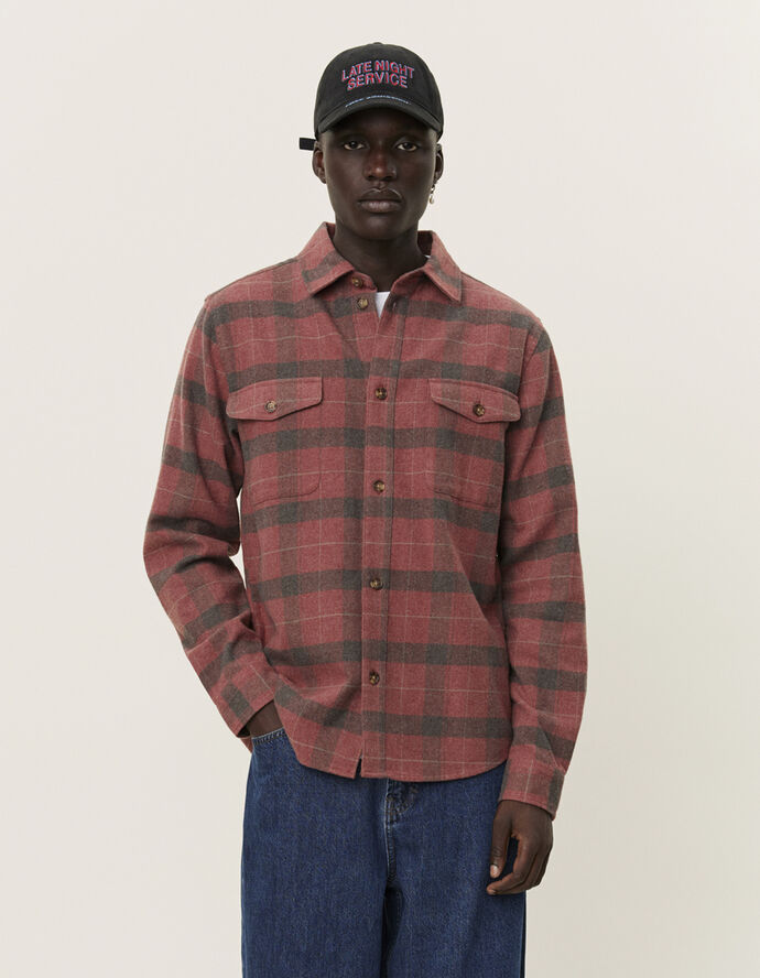 Les Deux Lennon Flannel CheckOvershirt Coffee brown/fired brick
