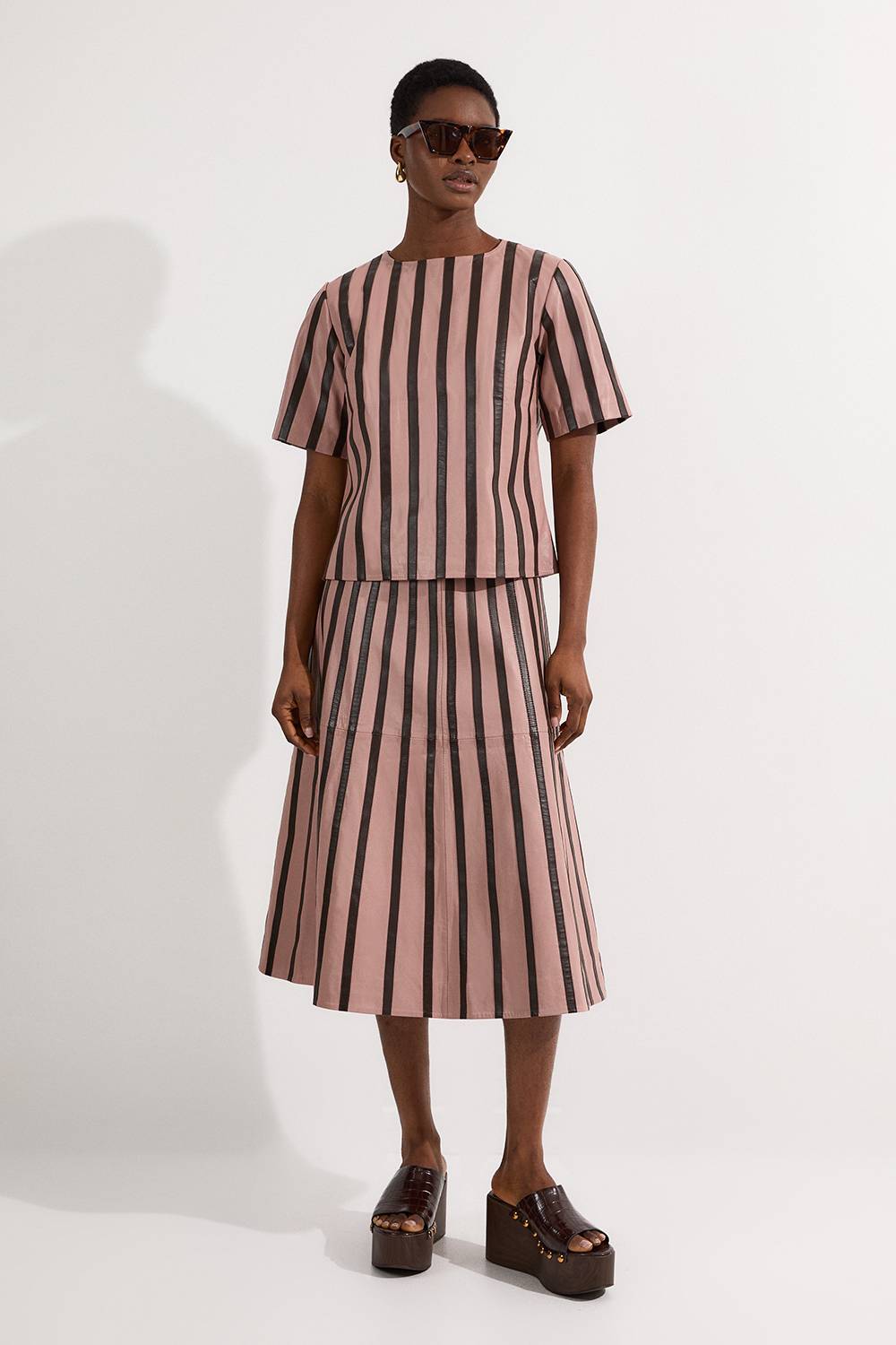 KarenMillen Haut en Cuir à Rayures Mix