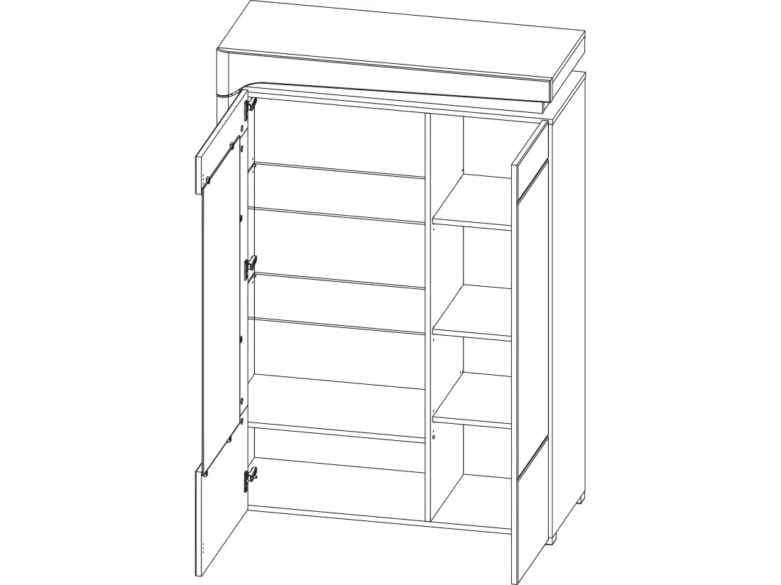 Vaisselier 2 portes gauche LED inclus Teo Blanc et Gris