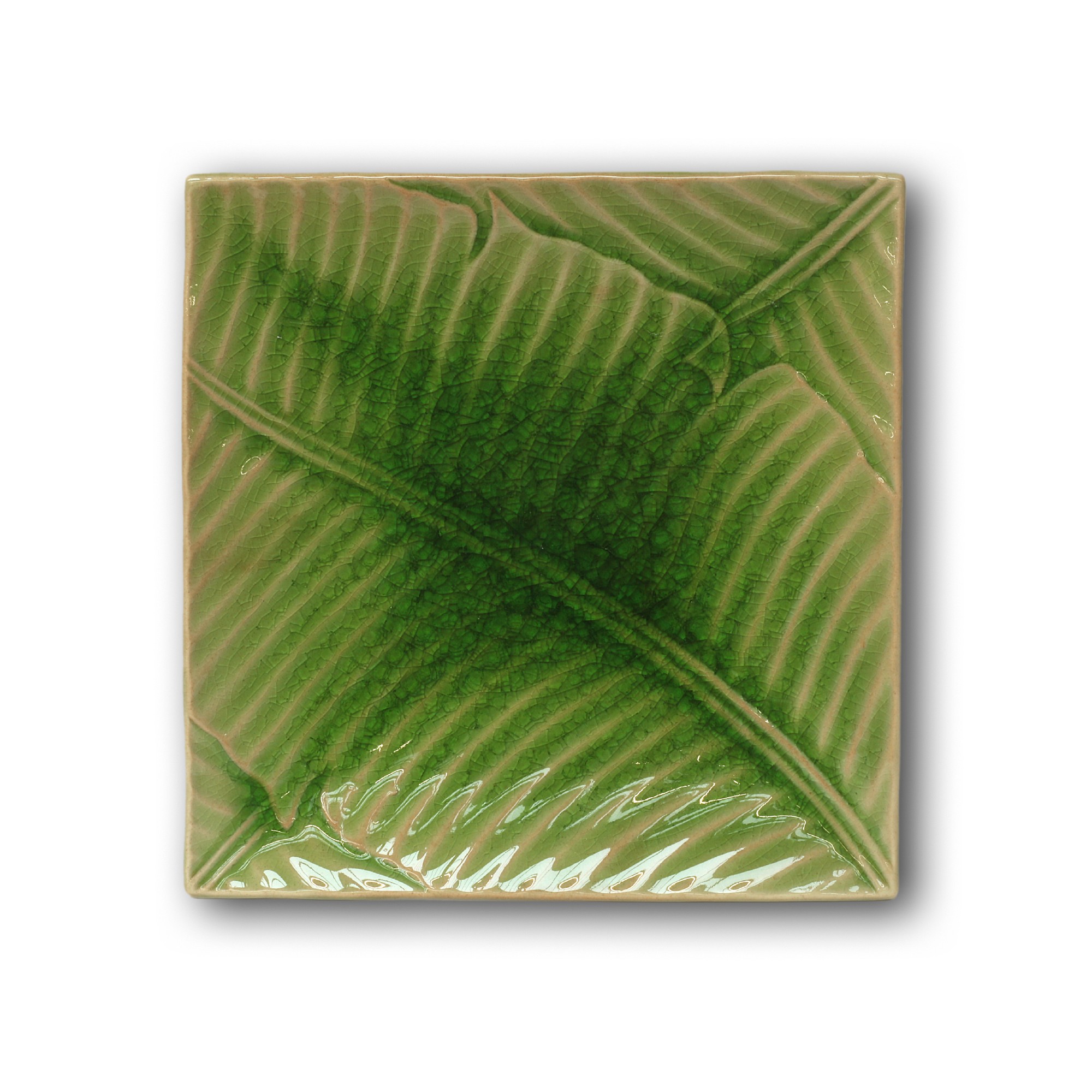 Teller 'Banana-Leaf', grün, T 18 cm, B 18 cm, H 2 cm von fischer's lagerhaus