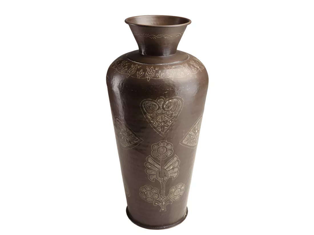 HONORE - Vase alu L40cm H85cm couleur cuivre foncé patine antique