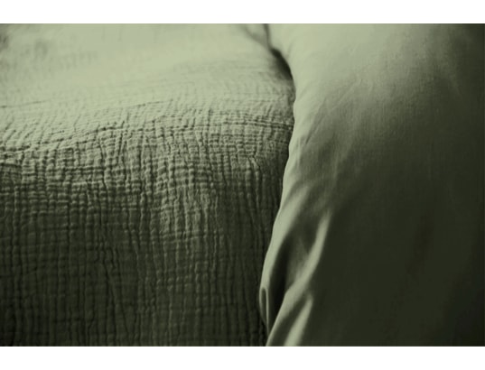 COTE DECO - Ensemble couette + 2 oreillers Parure de lit - double gaze de coton - 240 x 260 cm - kaki