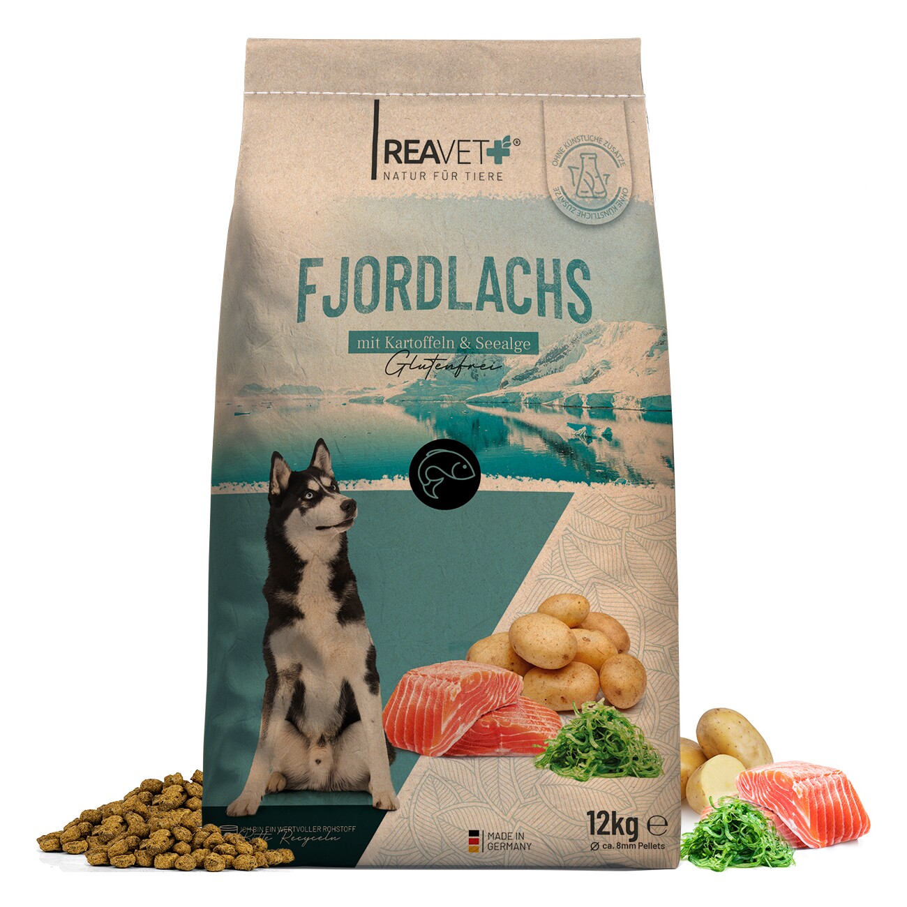 REAVET Trockenfutter Fjordlachs mit Kartoffeln & Seealge 12kg