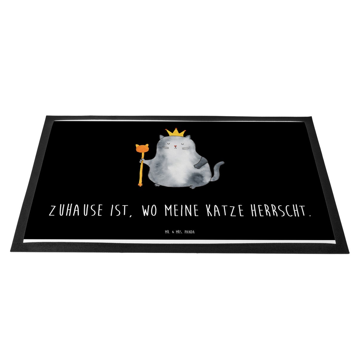 Mr. & Mrs. Panda 40 x 60 cm Deurmat Cat King - Zwart