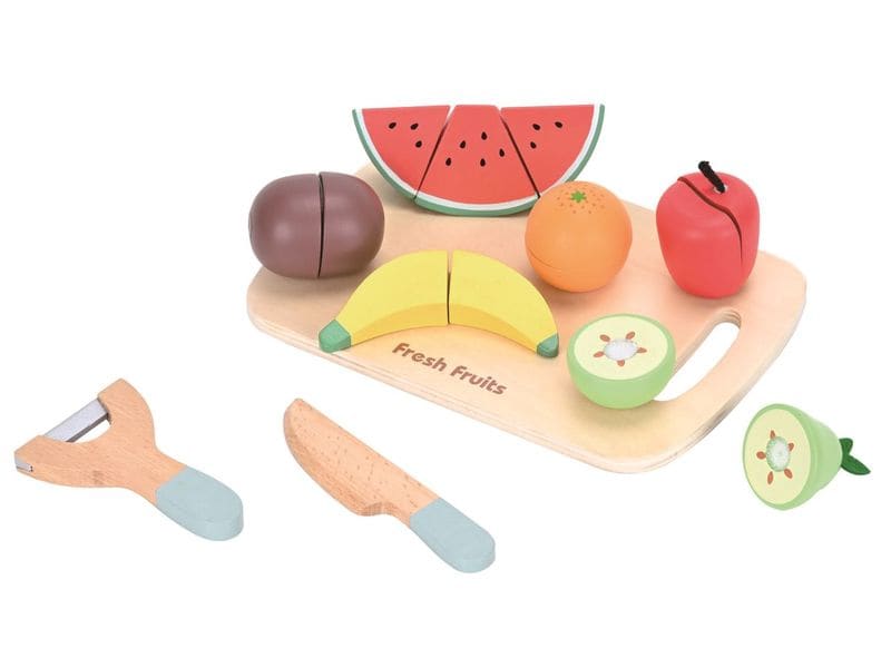 Spielba Holzspielwaren Früchte-Set zum Schneiden Zubehör für Kaufladen und Küchen