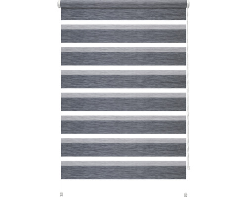 Dubbel rolgordijn met zijspan, zwart gemêleerd, 45x150 cm