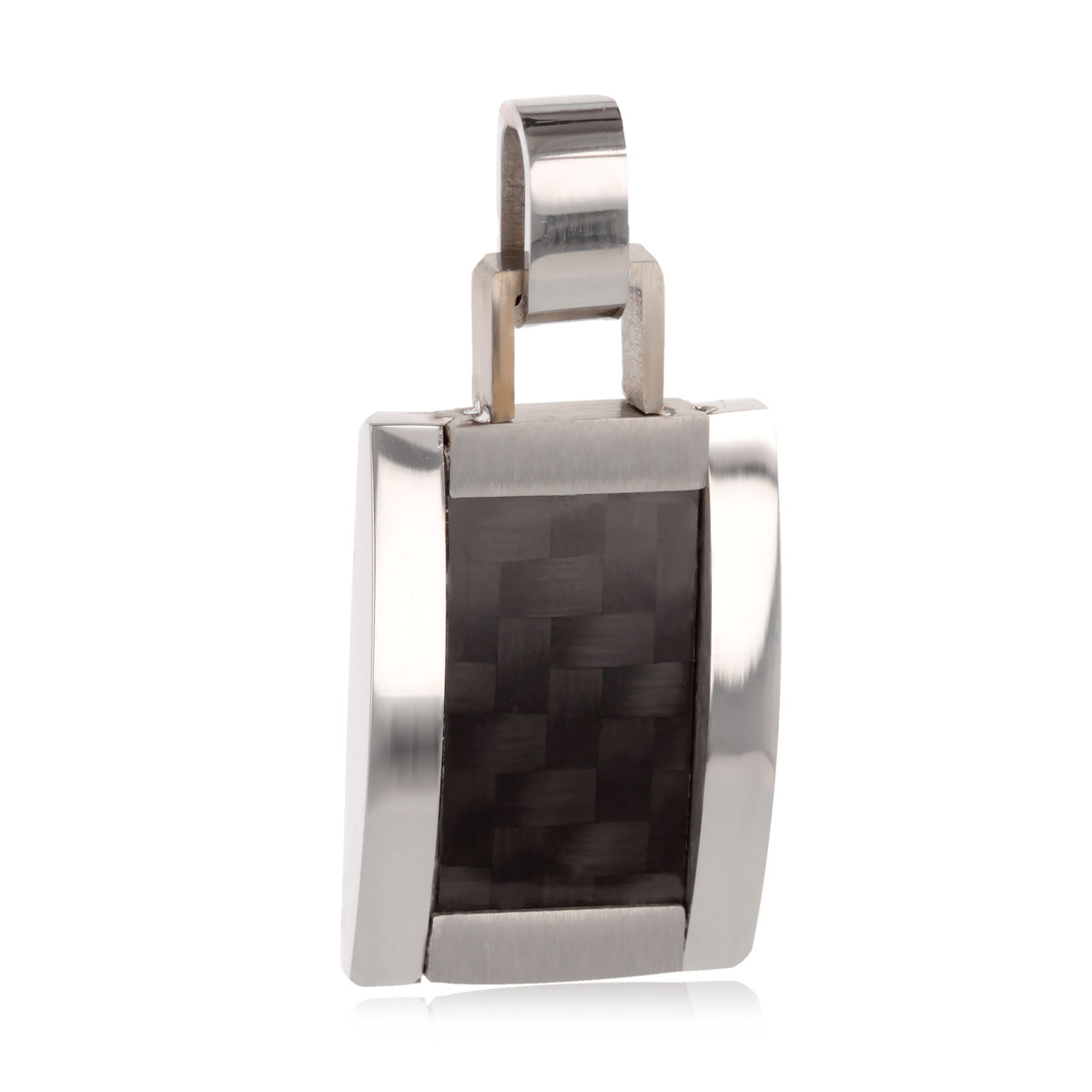 Pendentif acier inoxydable 316L rectangulaire avec carbone
