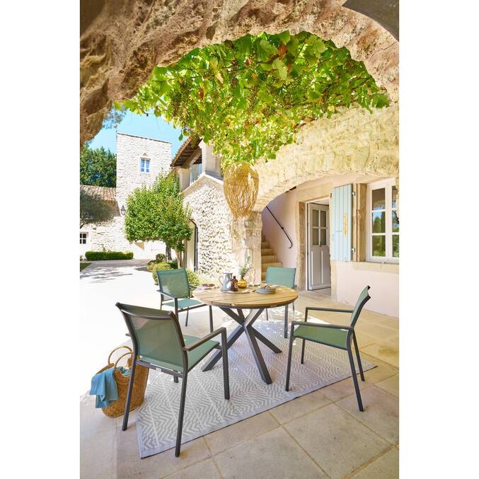 Fauteuil de salon de jardin empilable ESSENTIA Vert olive / Graphite