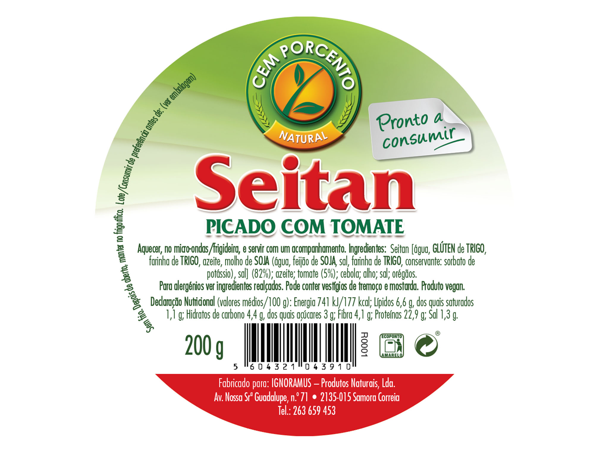 SEITAN CEM PORCENTO PICADO COM TOMATE 200G