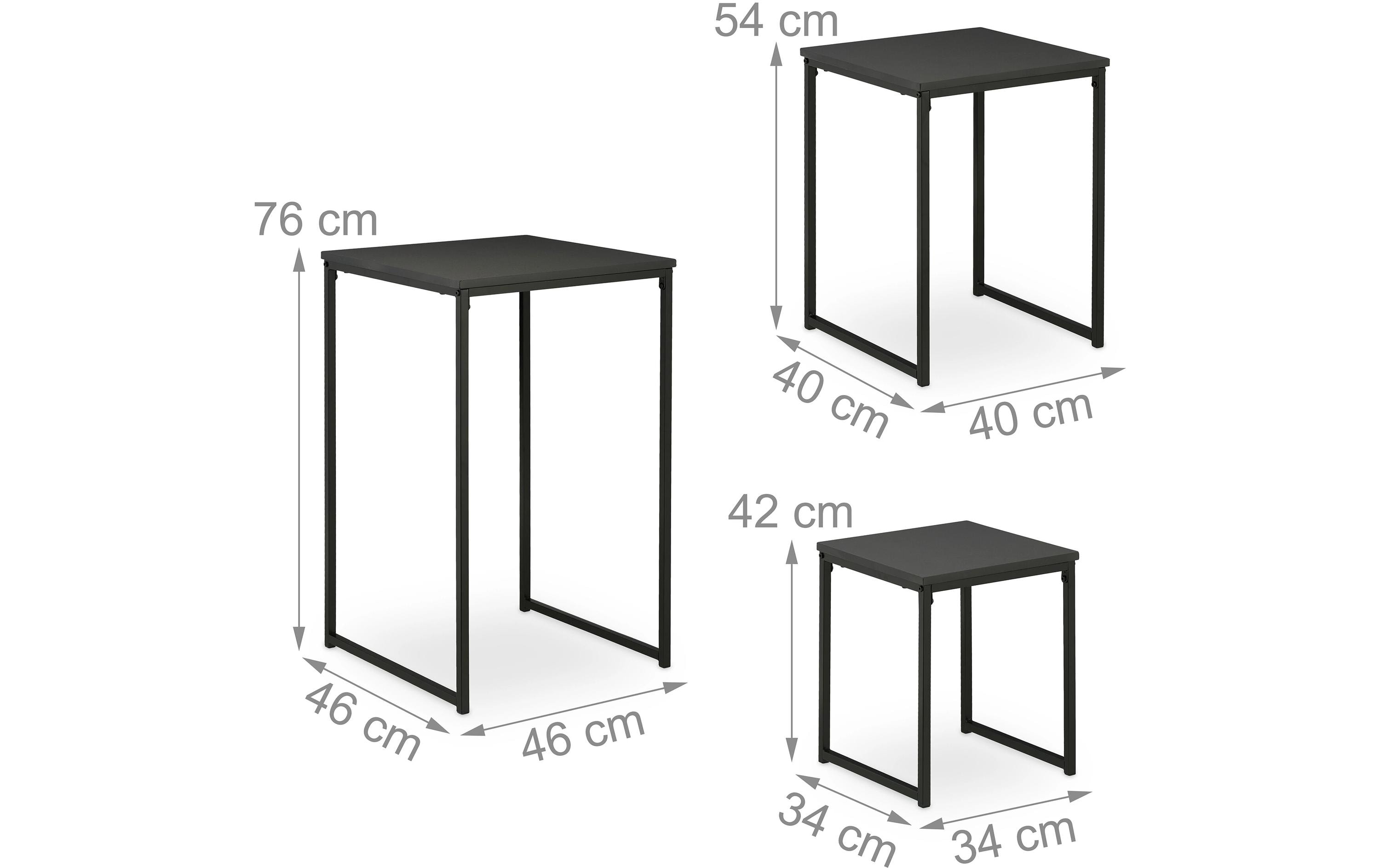 Beistelltisch 3er Set SchwarzAblagetischset