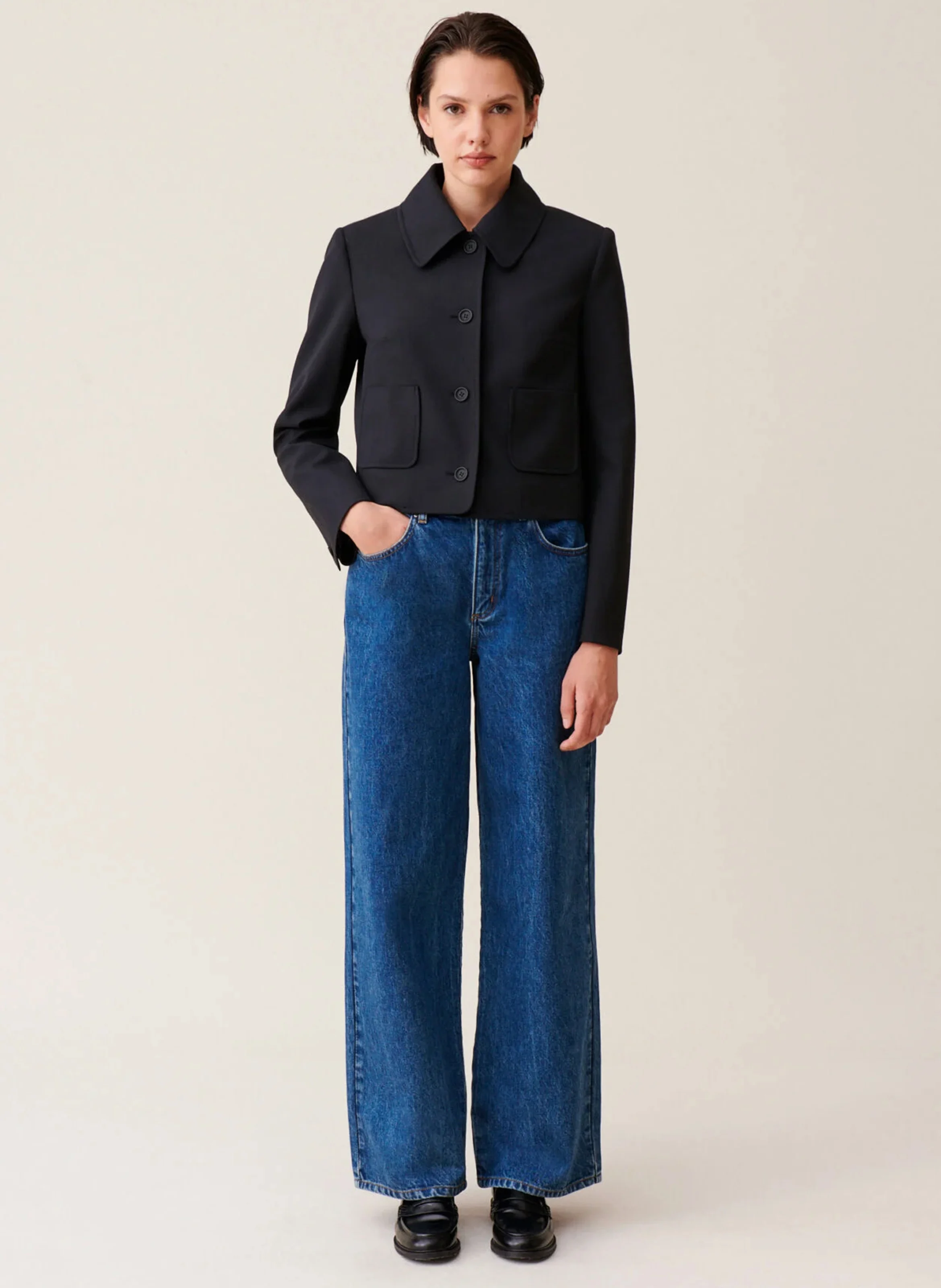 Veste droite col classique | Bleu