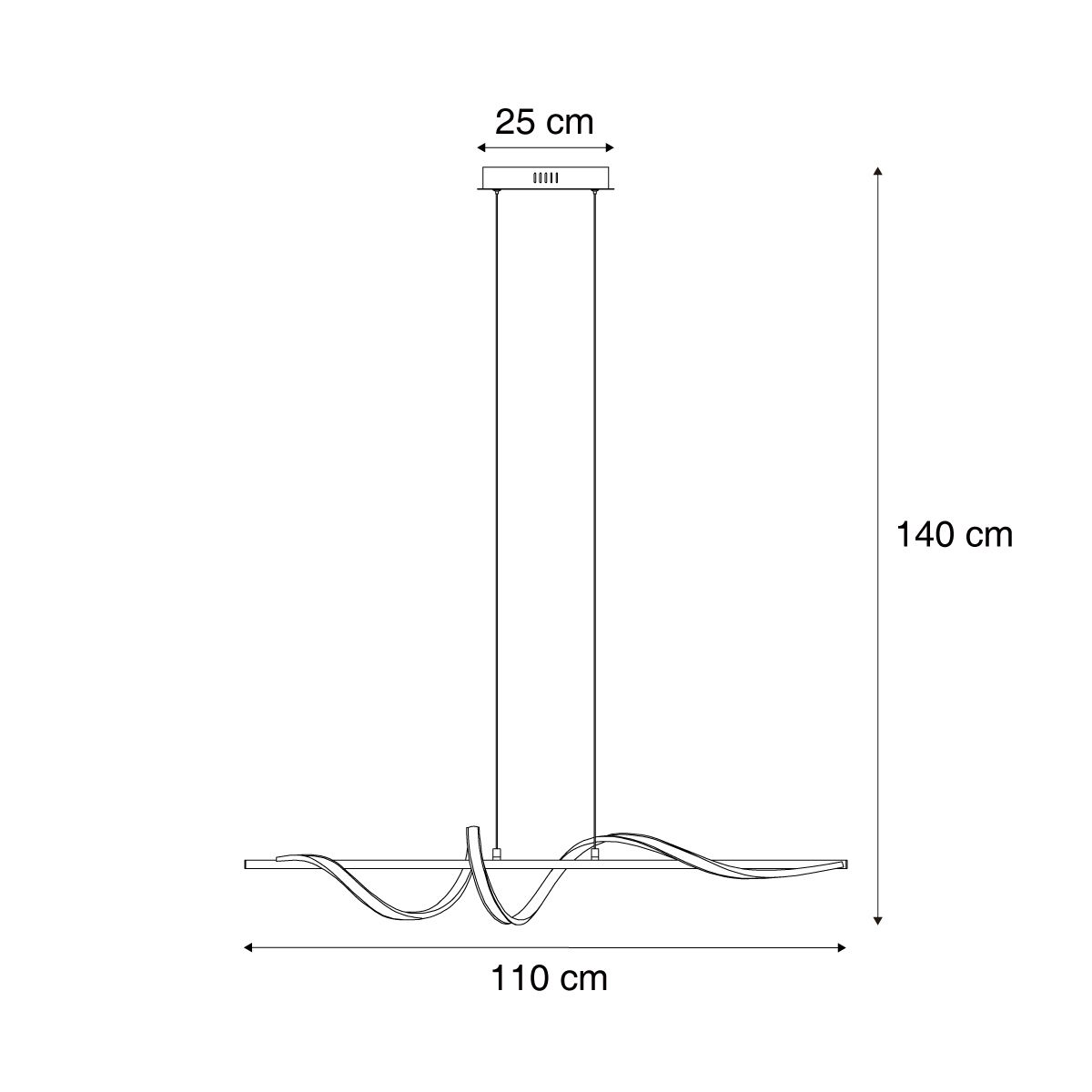 Design hanglamp zwart 110cm incl. LED 3-staps dimbaar - Wokkel
