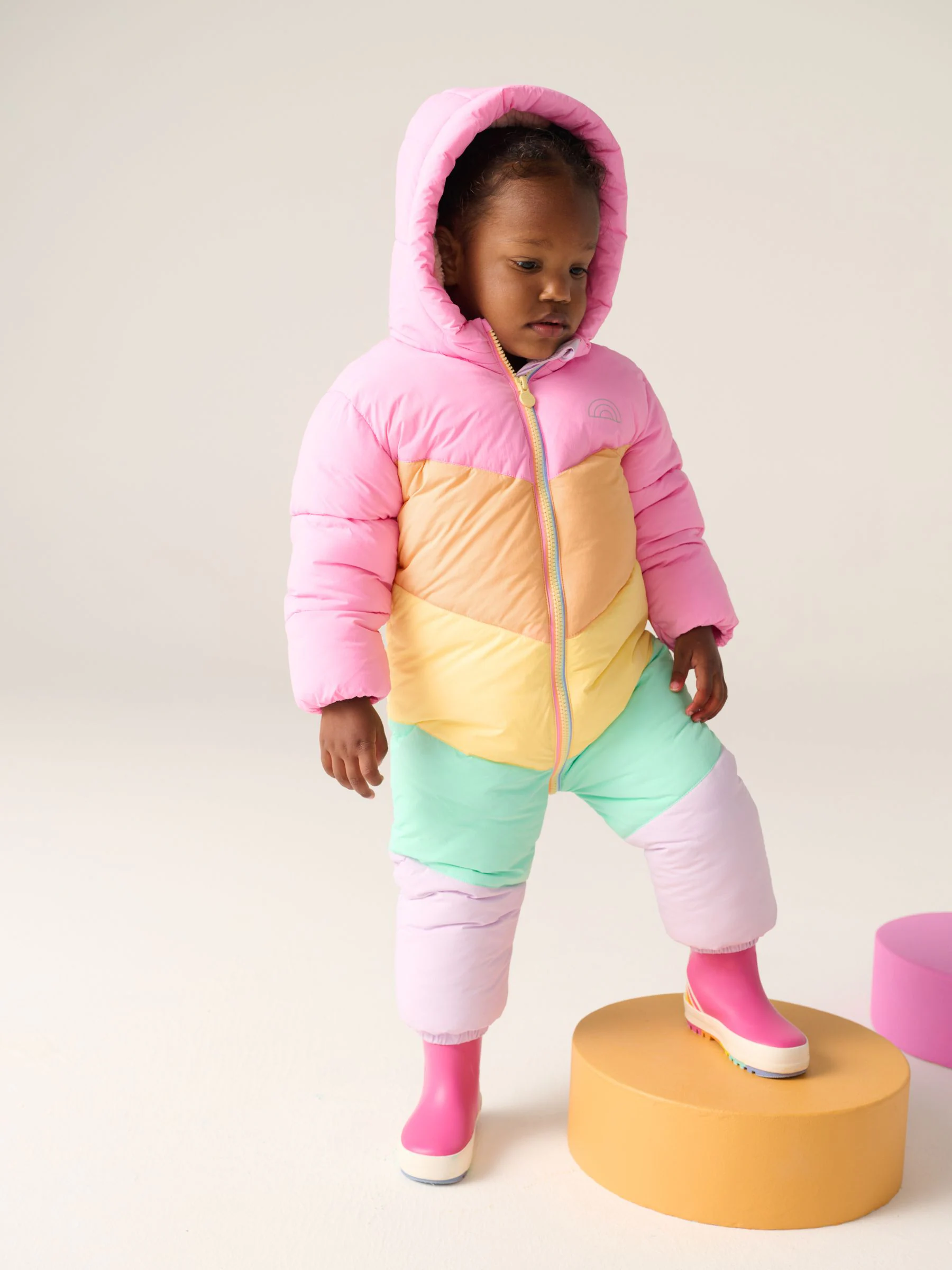 Little Bird by Jools Oliver regenbestendig sneeuwpak met pastelkleurige regenboogvlakken