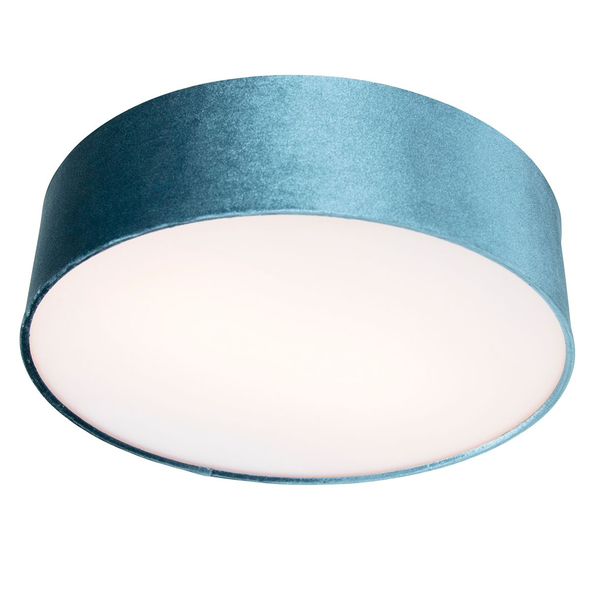 Moderne plafondlamp blauw 40 cm met gouden binnenkant - Drum