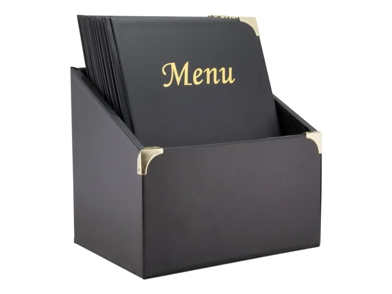 Securit® 10 stk A4 BASIC menuomslag i opbevaringsboks i sort