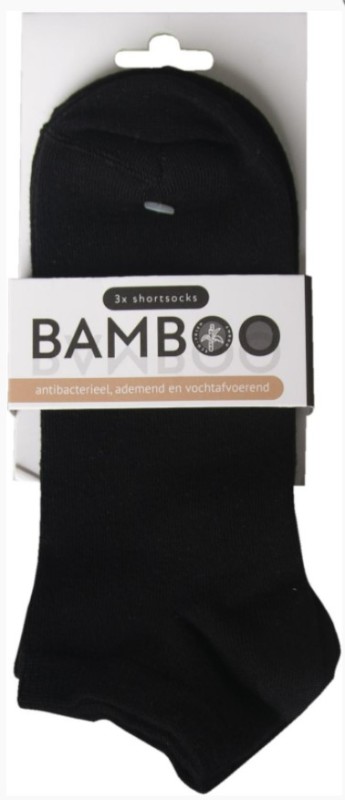 Bamboo Organic Airco Shortsokken Zwart Maat 39-42 3 paar