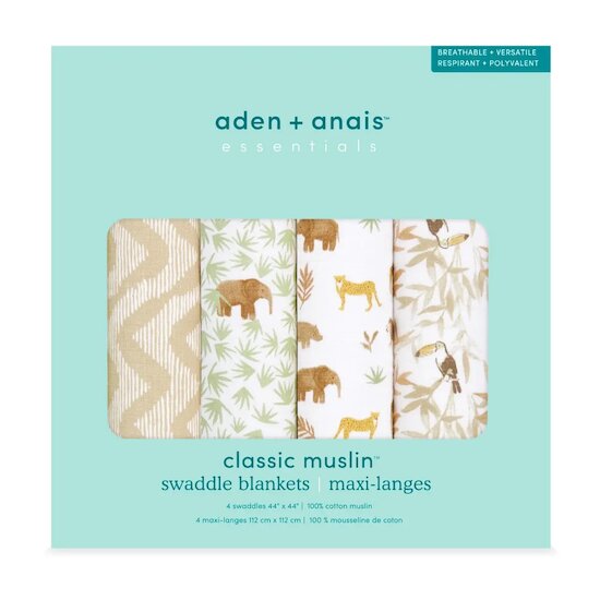 Lot de 4 Maxi-Langes Mousseline   Tanzania        de               aden + anais essentials