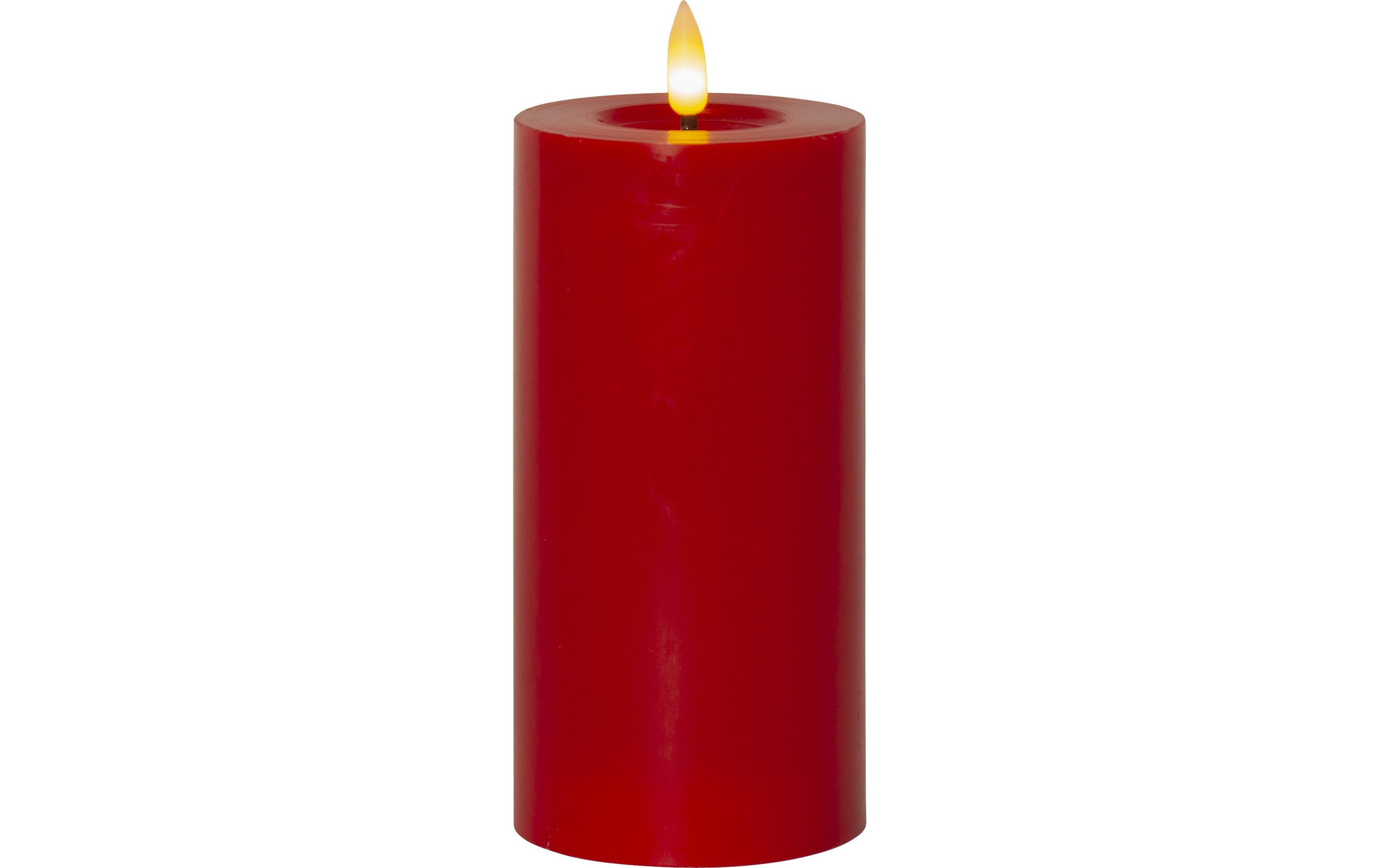 LED-Kerze Pillar Flamme Flow, 17.5 cm, RotLED-Kerze für den Innenbereich