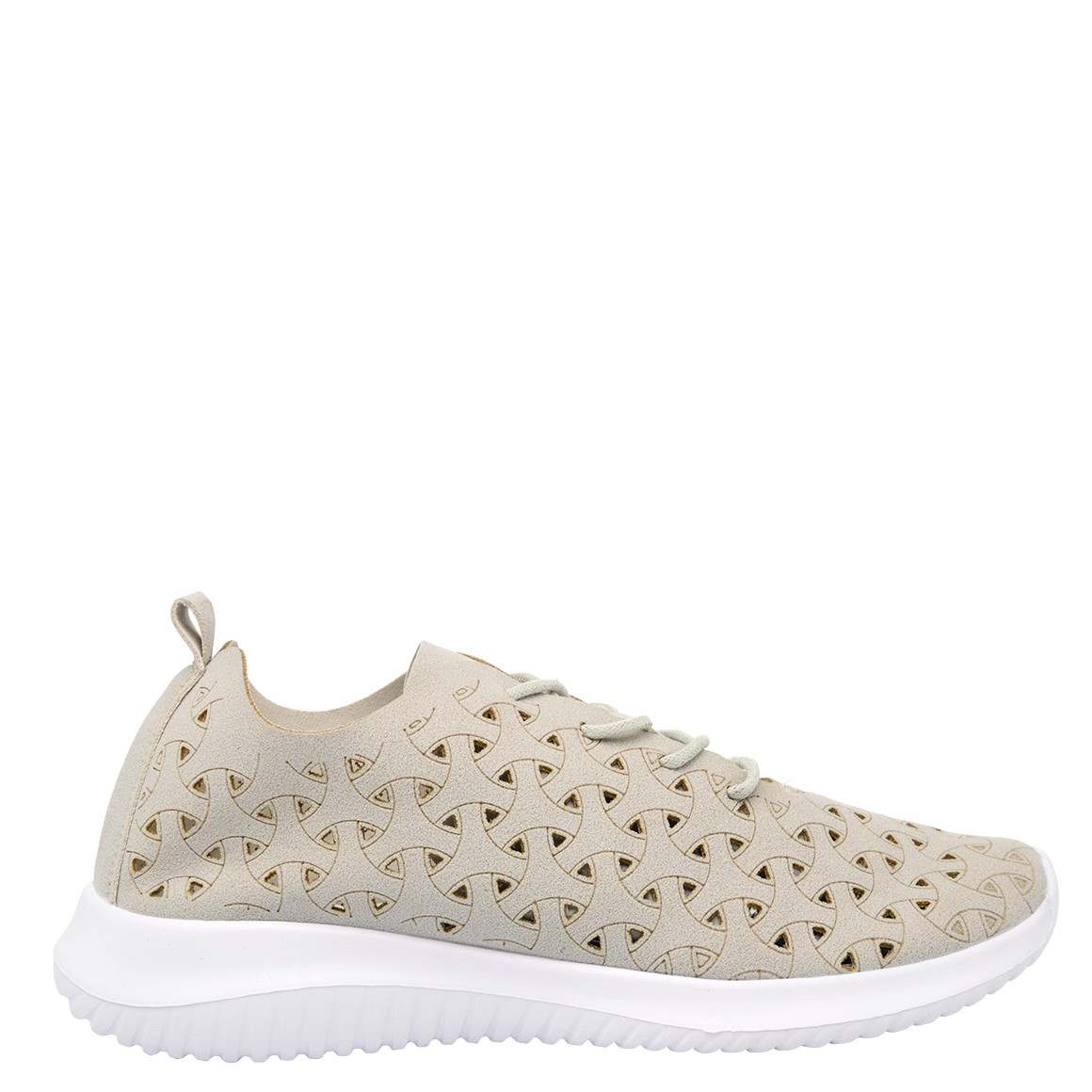Gina Benotti Damen Sneaker mit Allover-Muster beige / weiss