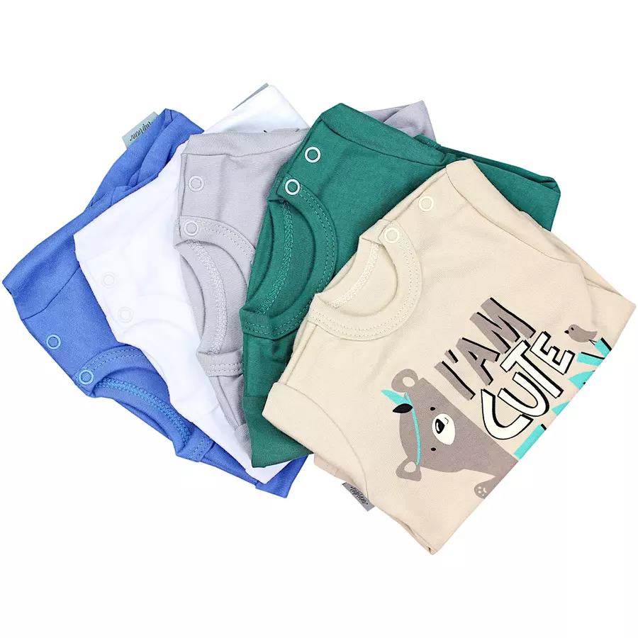 TupTam Baby Kurzarm Body mit Aufdruck Spruch 5er Pack blaugrau