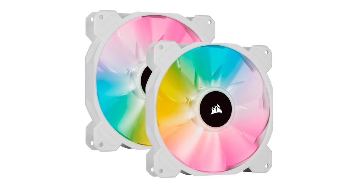 CorsairiCUE SP140 RGB ELITE Performance + Lighting Node CORE case fans  (Wit, 2 stuks, 140 x 140 x 25 mm, PWM)