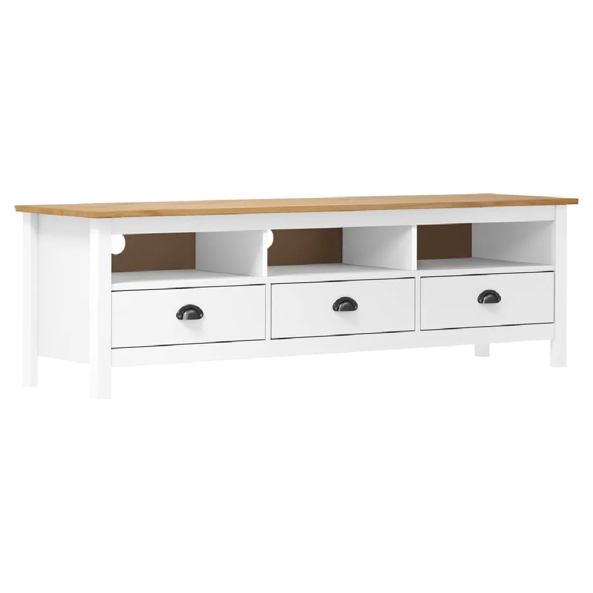 vidaXL Meuble TV Hill Range Blanc Bois de pin