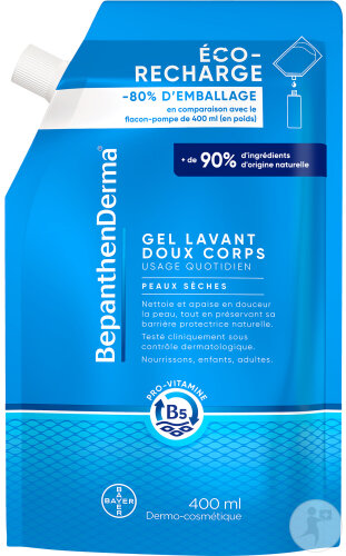 BepanthenDerma Gel Lavant Doux Corps Éco-Recharge Peaux Sèches Et Sensibles 400ml