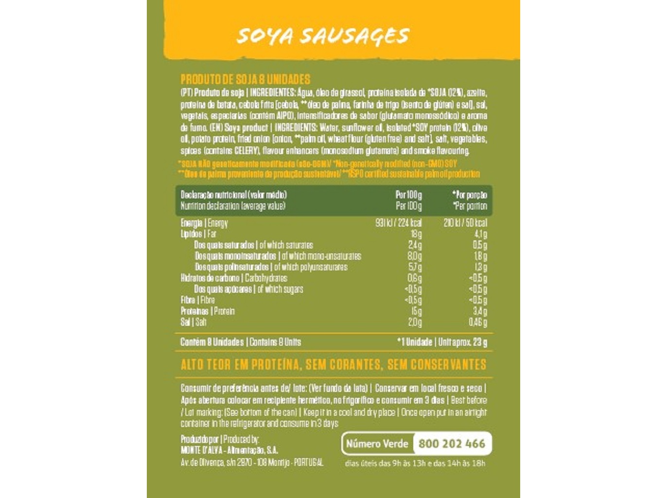SALSICHAS SOJA IZIDORO LATA 8UN 360(180)G