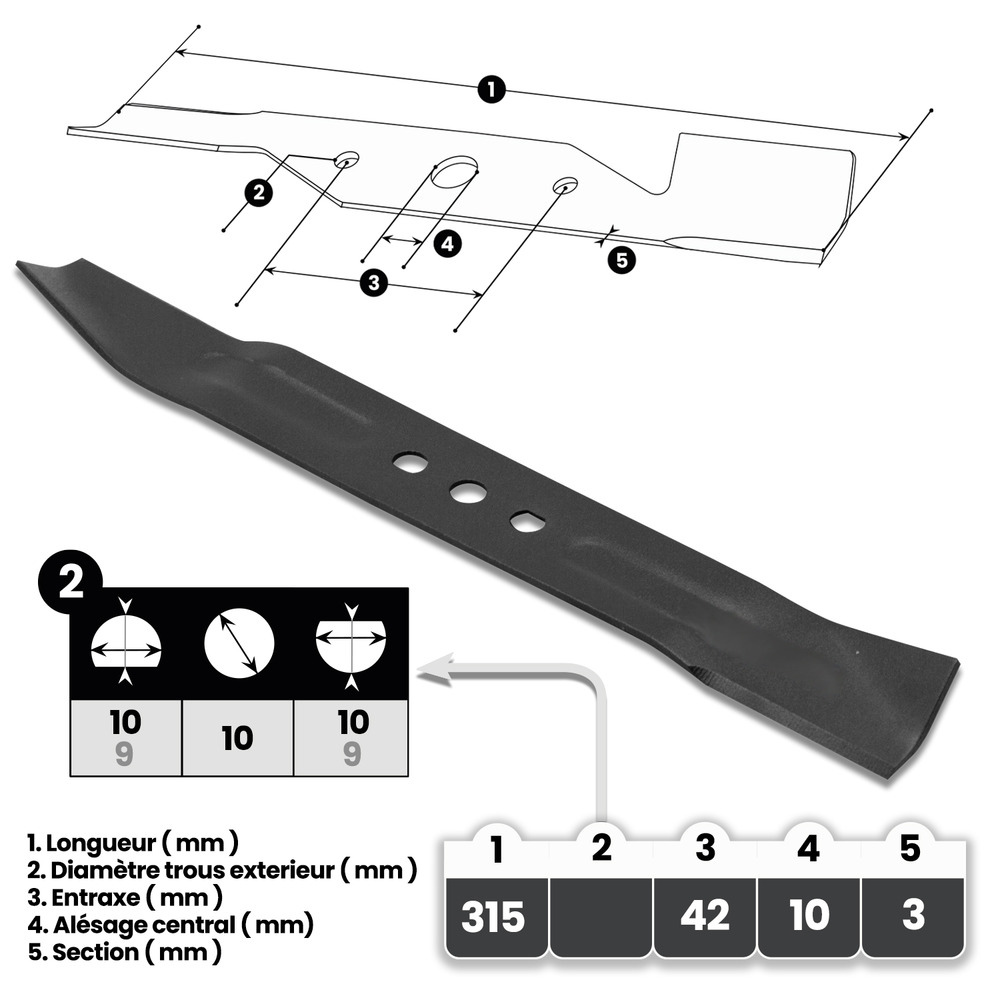 Lame 31.5cm pour tondeuse électrique