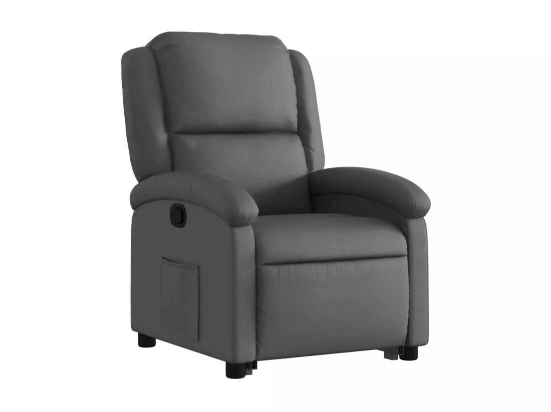 Fauteuil inclinable gris cuir véritable