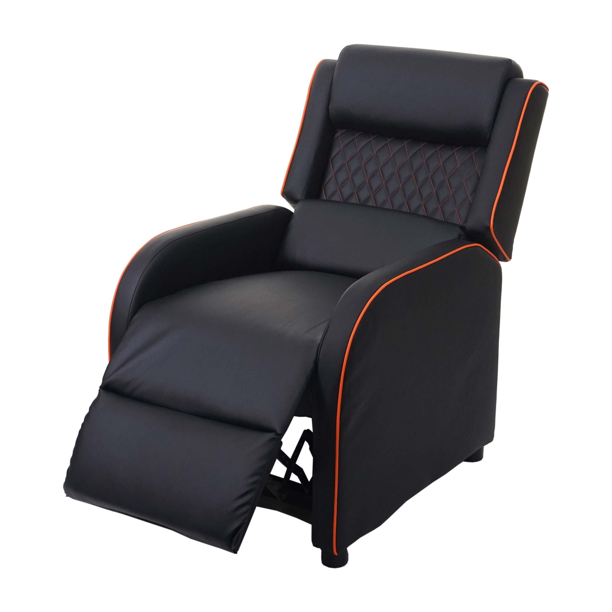 Fernsehsessel MCW-J27, Relaxsessel Liege Sessel TV-Sessel, Kunstleder ~ schwarz-orange