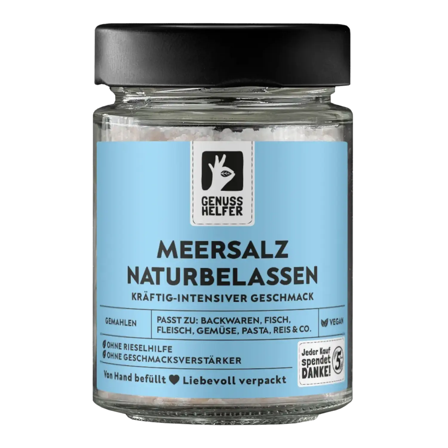 Meersalz naturbelassen, gemahlen, im Glas