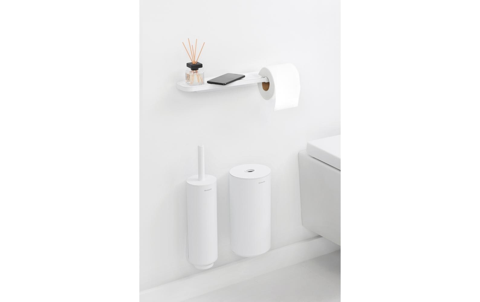 Toilettenpapierhalter Mindset mit Ablage WeissWC-Papierhalter aus recyceltem Material